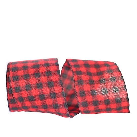Reliant 4" x 10yd. Red Buffalo Plaid Wired Ribbon